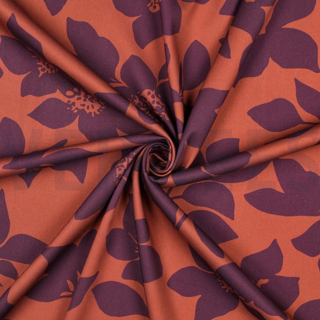 VISKOSE ROSELLA STRETCH BLUMEN BRAUN #7