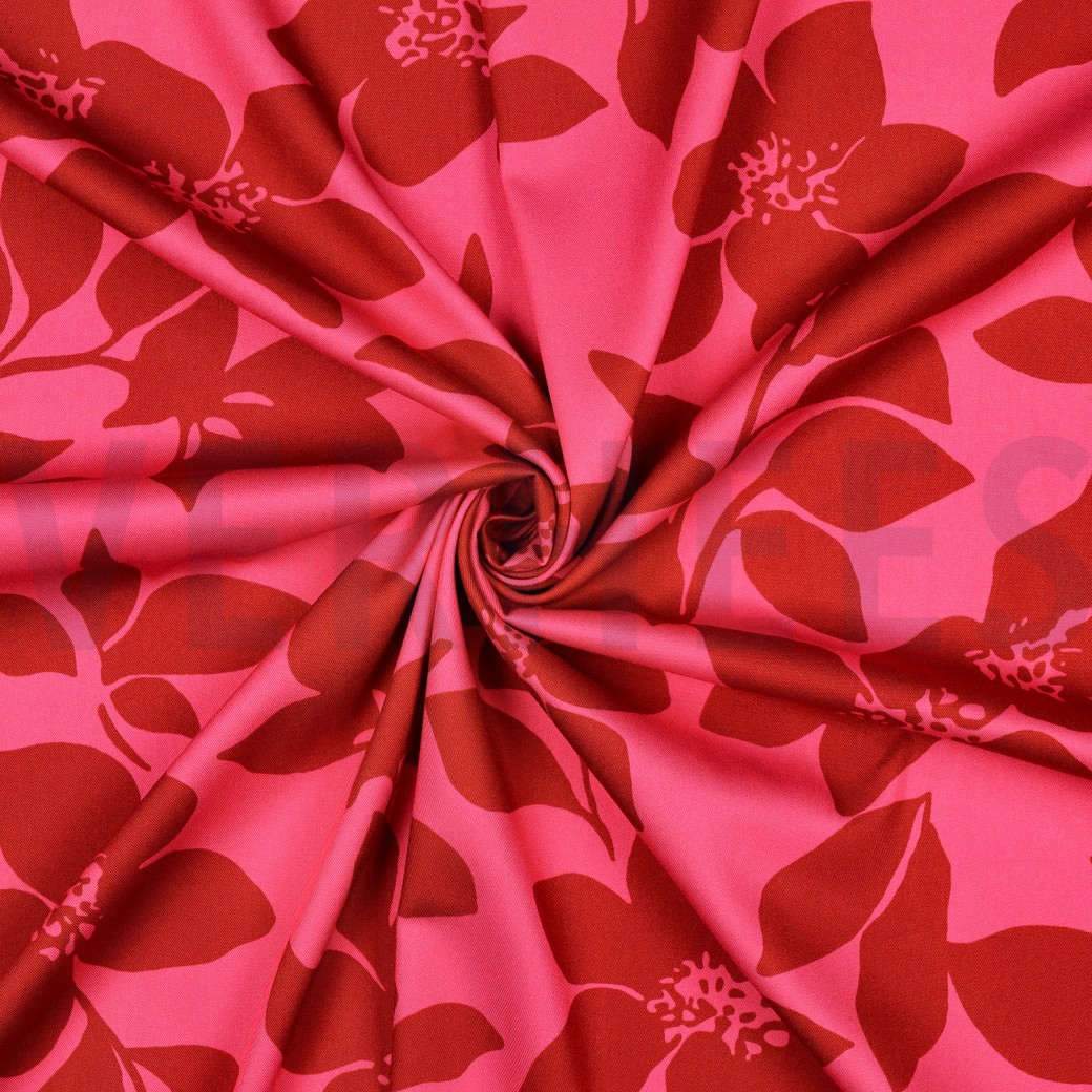 VISCOSE ROSELLA STRETCH FLOWERS PINK #7