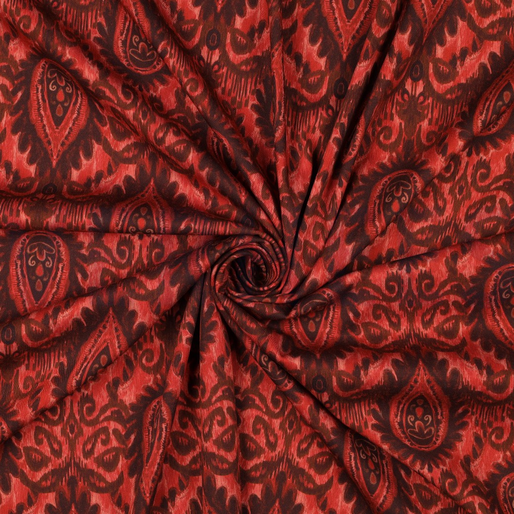 VISCOSE ROSELLA STRETCH DIGITAL ORNAMENT TERRACOTTA #7