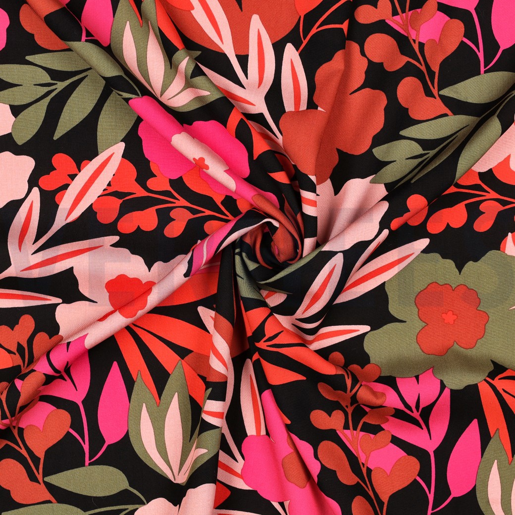 LENZING™ ECOVERO™ BLOEMEN ZWART #7