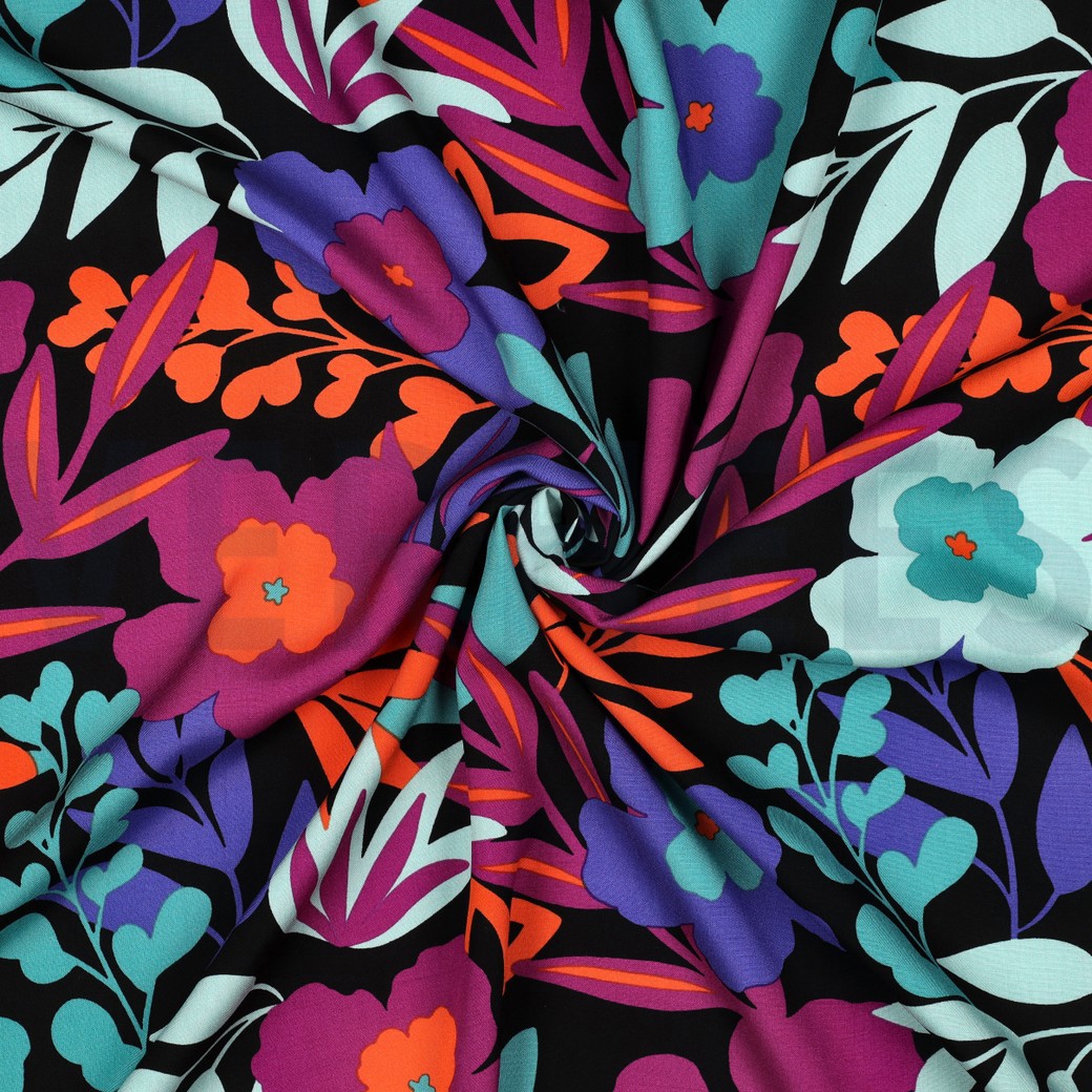 LENZING™ ECOVERO™ BLOEMEN PETROL #7