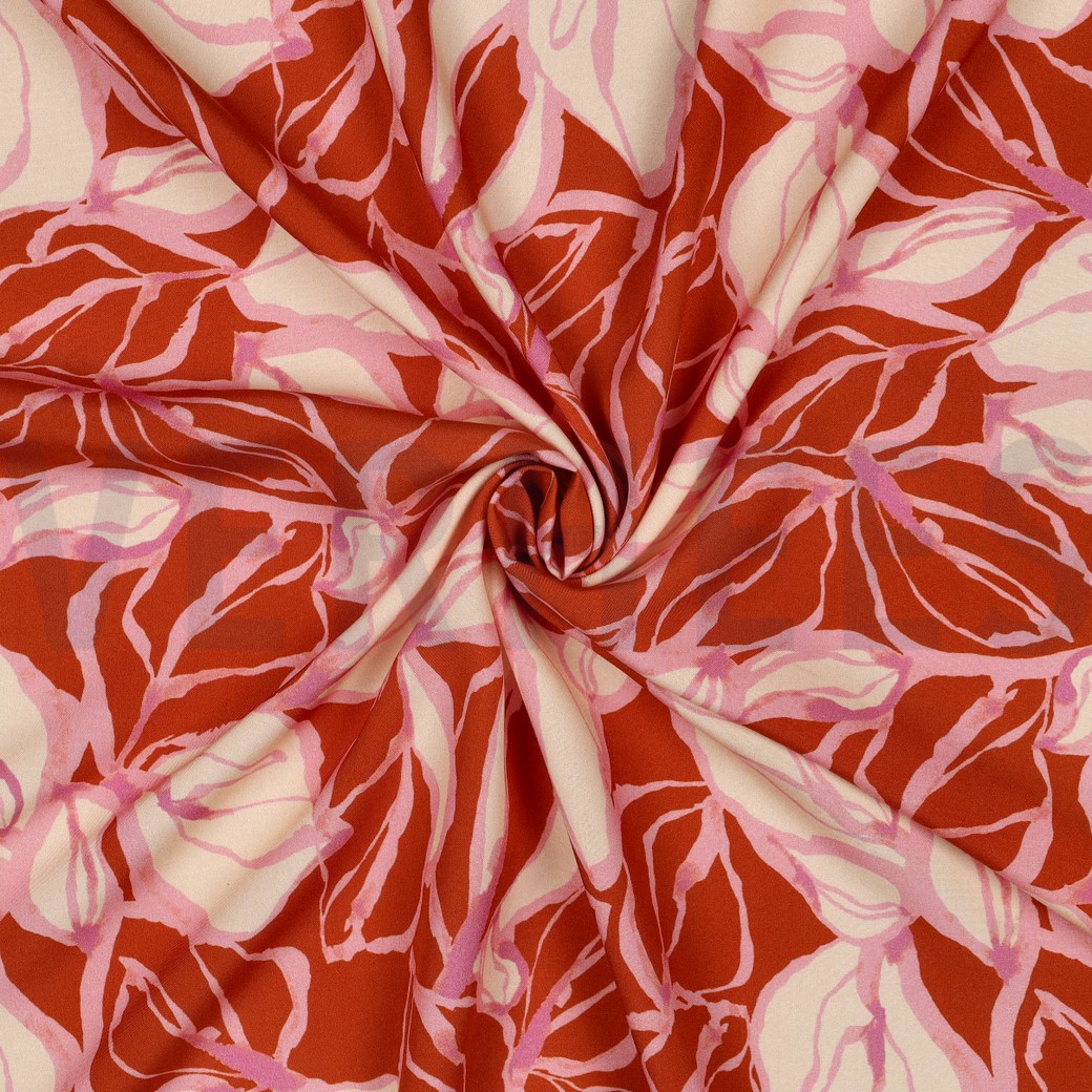 LENZING™ ECOVERO™ DIGITAL FLOWERS ORANGE #7