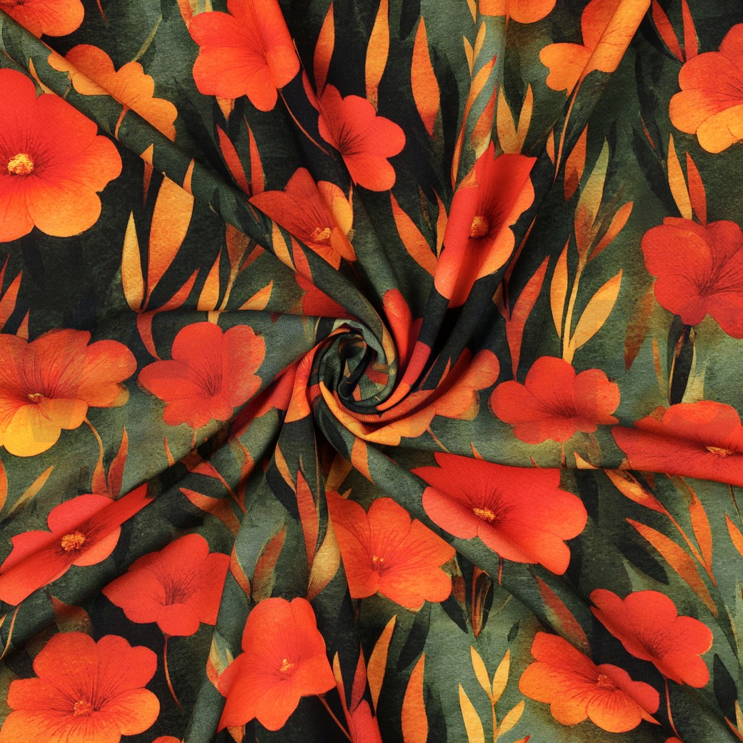 LENZING™ ECOVERO™ DIGITAL BLUMEN GRÜN #7
