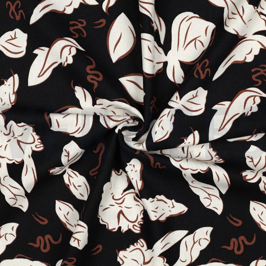 LINNEN VISCOSE BLOEMEN ZWART #7