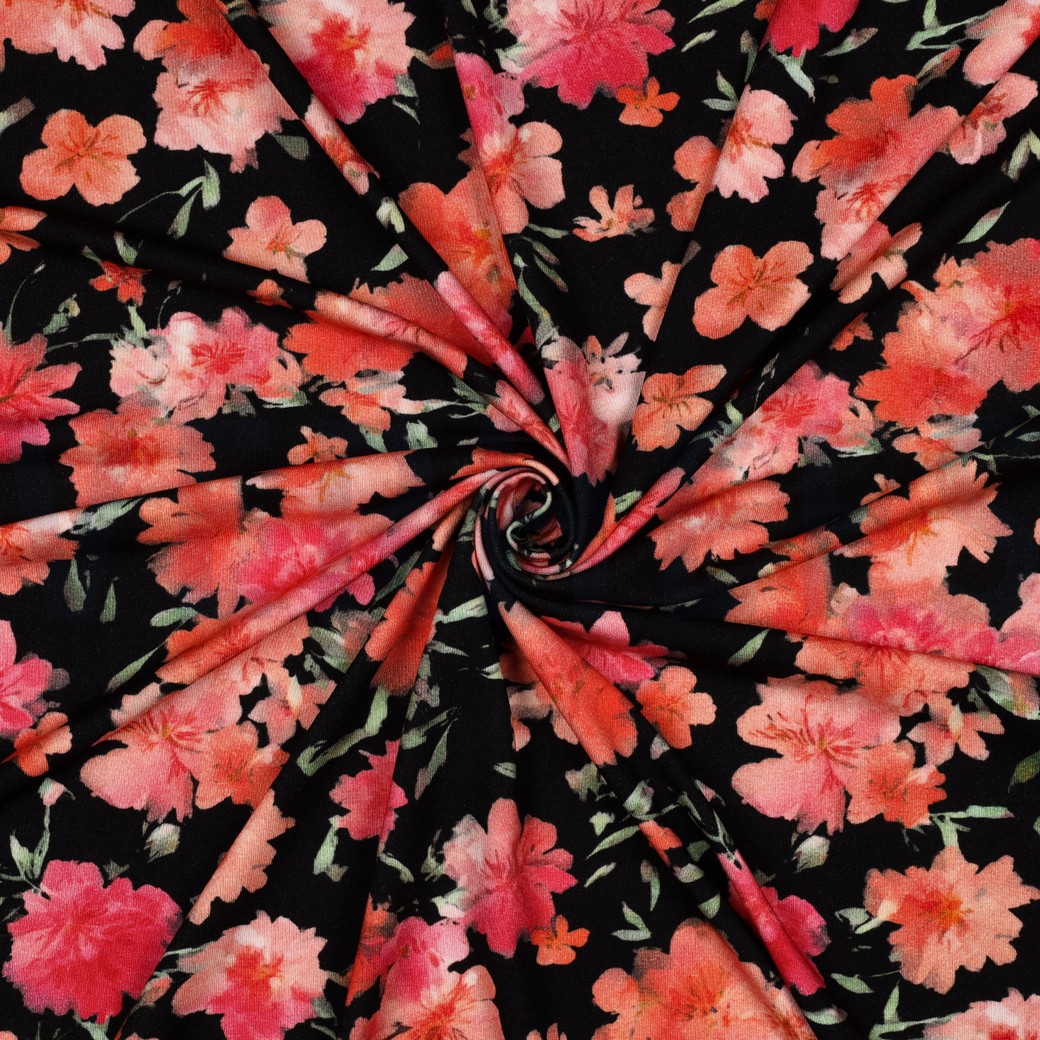 VISCOSE JERSEY DIGITAAL BLOEMEN ZWART #7