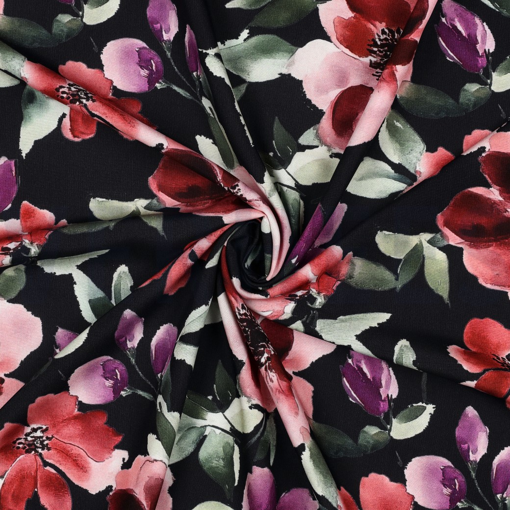VISCOSE RADIANCE DIGITAL FLOWERS RED #7
