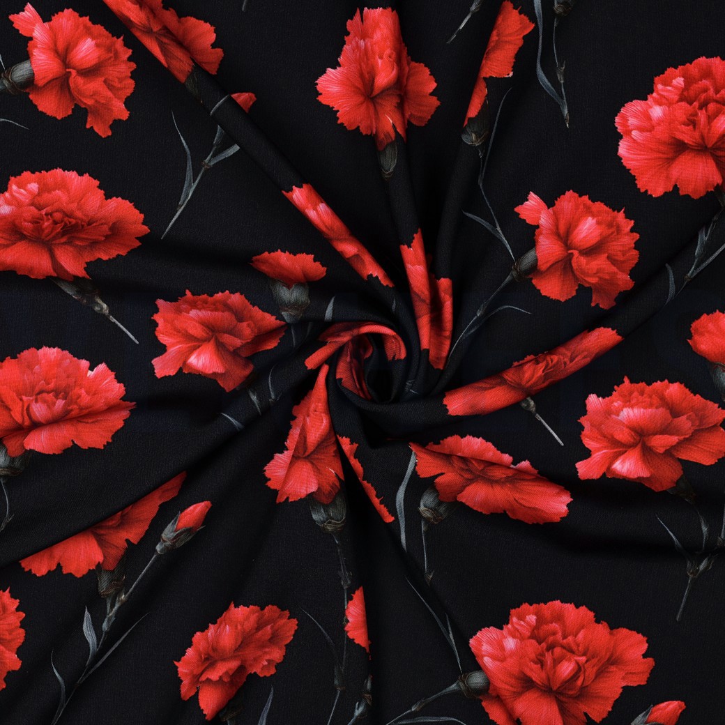 VISCOSE RADIANCE DIGITAAL BLOEMEN ROOD #7