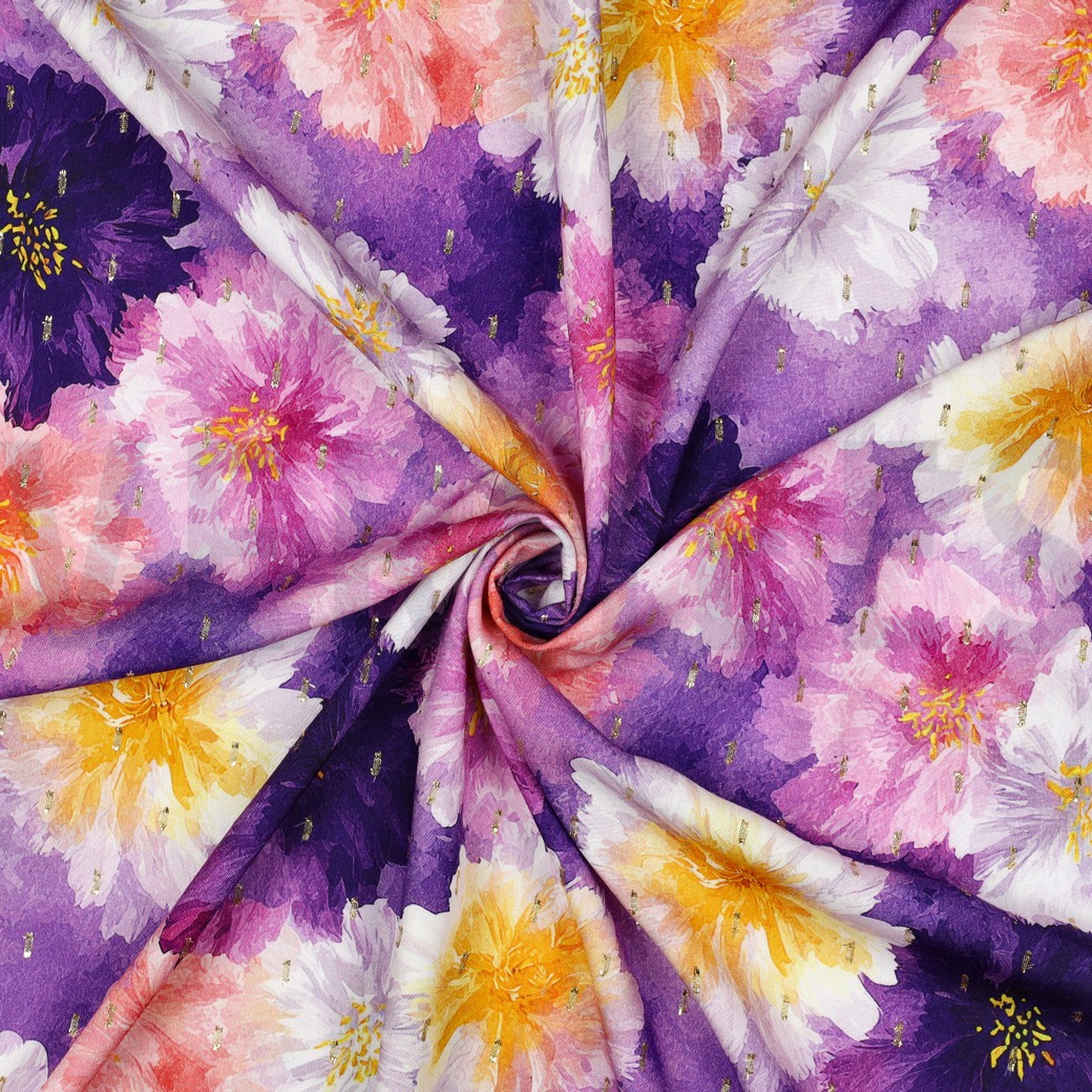 VISCOSE LUREX DIGITAL FLEURS VIOLET #7