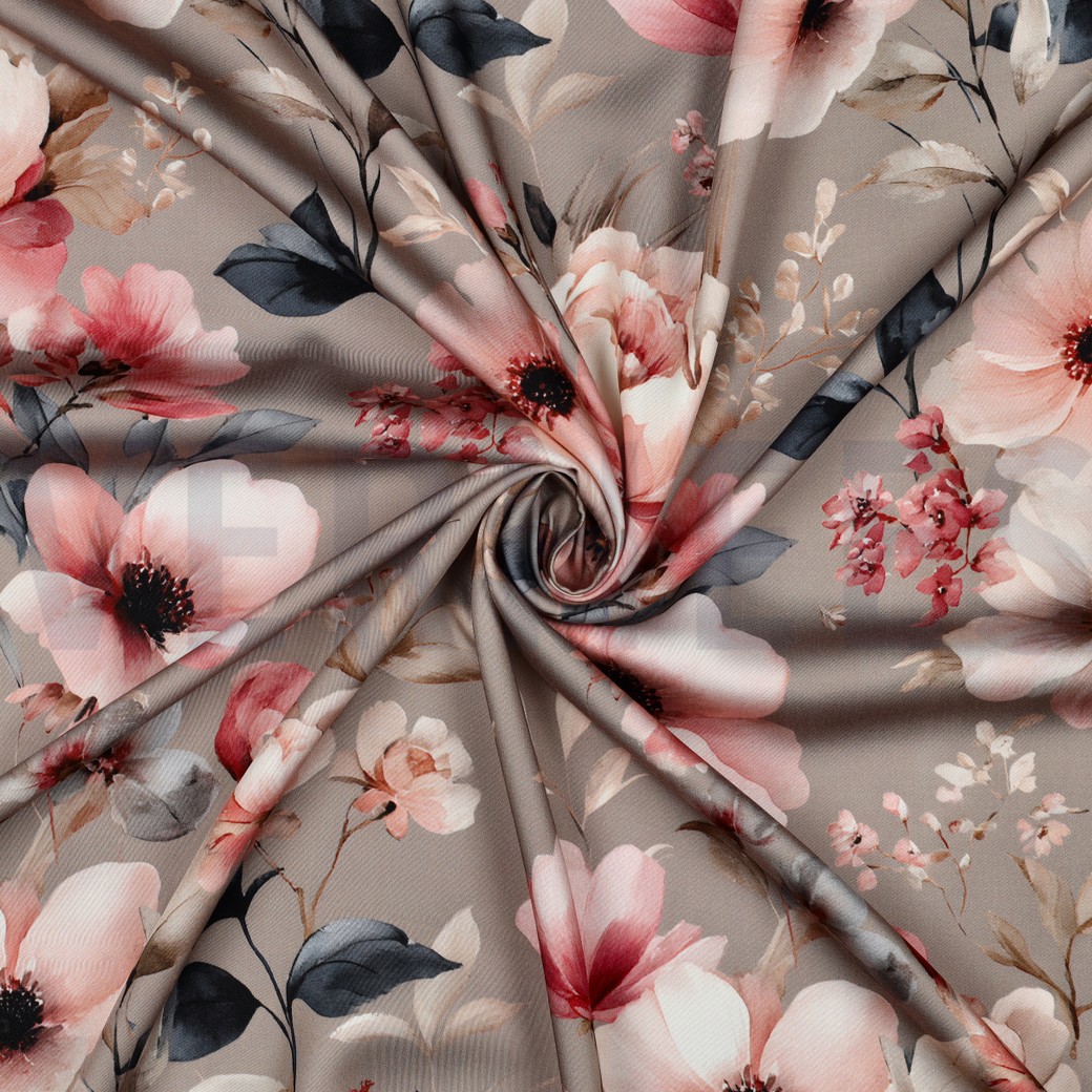 VISKOSE SATIN DIGITAL BLUMEN ROSA #7