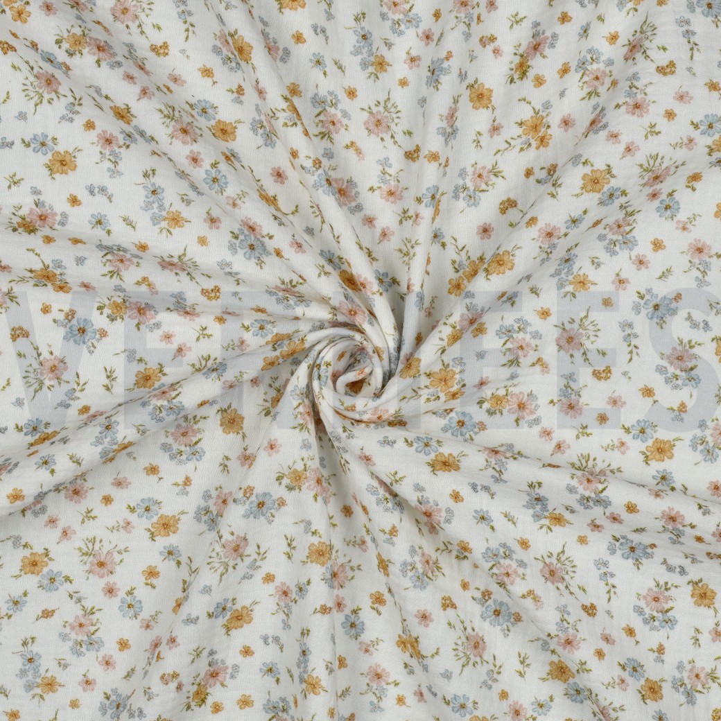 MUSSELIN GOTS DIGITAL BLUMEN ECRU #7