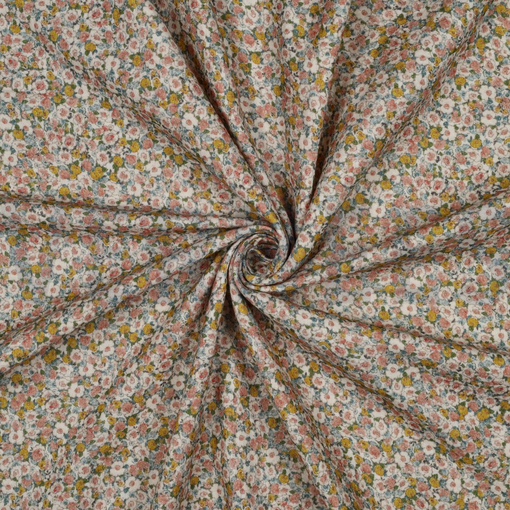 MUSSELIN GOTS DIGITAL BLUMEN GELB #7