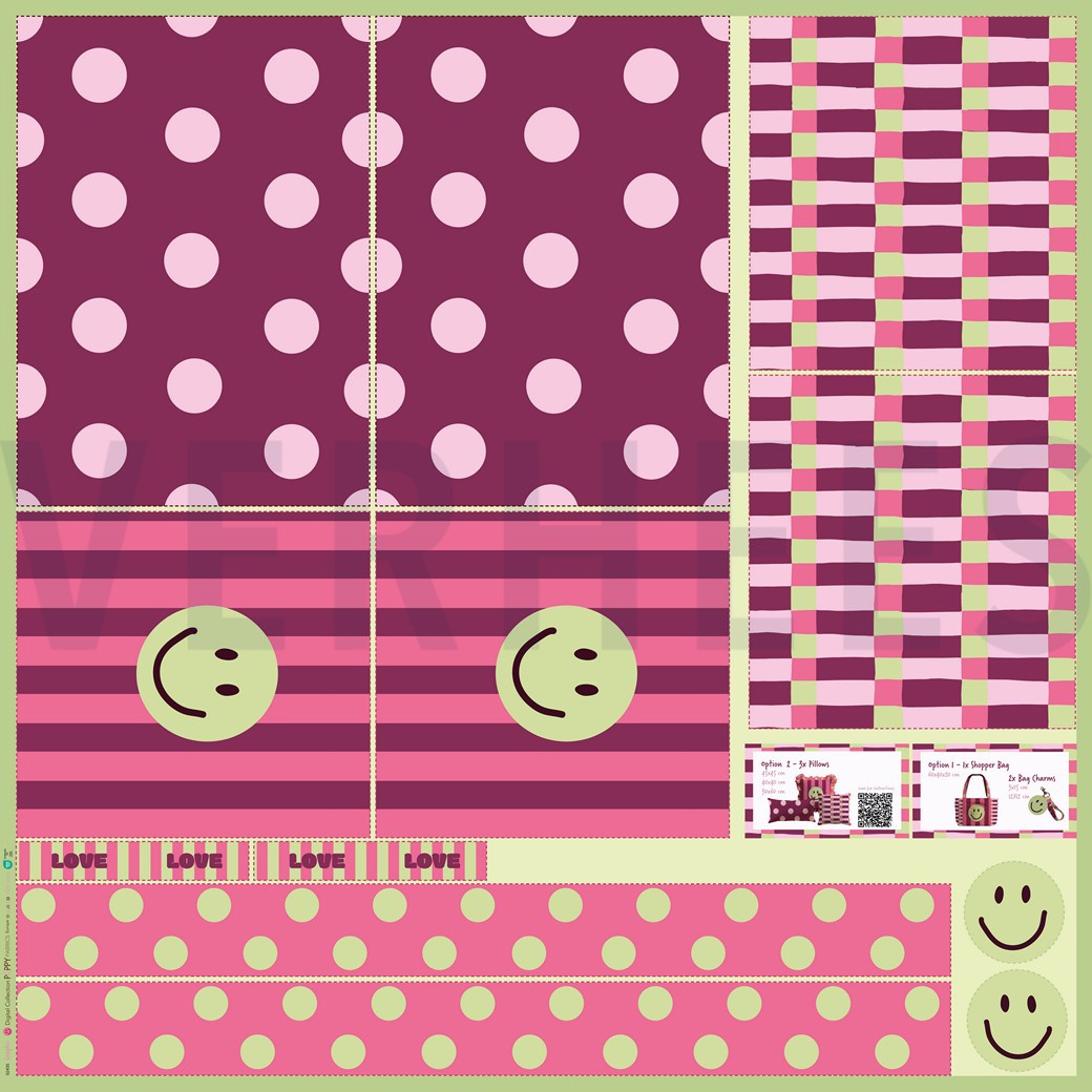 CANVAS DIGITAAL SHOPPER OF KUSSEN PANEEL STIPPEN & STREPEN ROZE #7