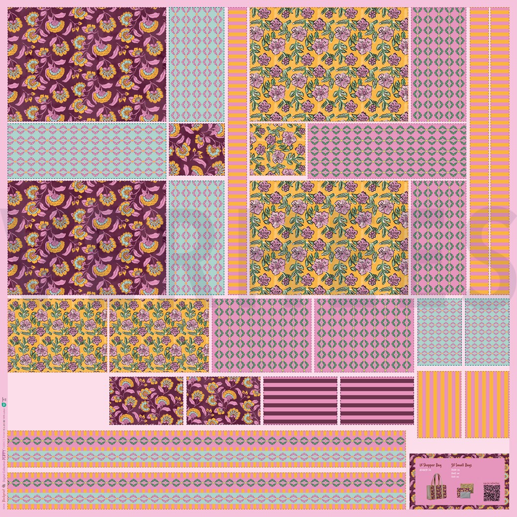 CANVAS DIGITAAL SHOPPER PANEEL BLOEMEN ROZE #7