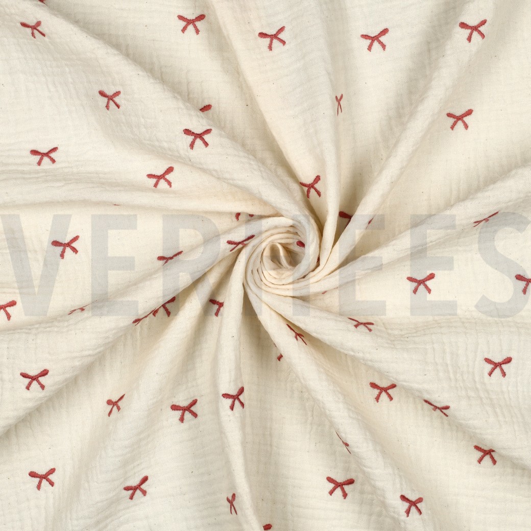 DOUBLE GAUZE EMBROIDERY STRIKJES NATUREL #7