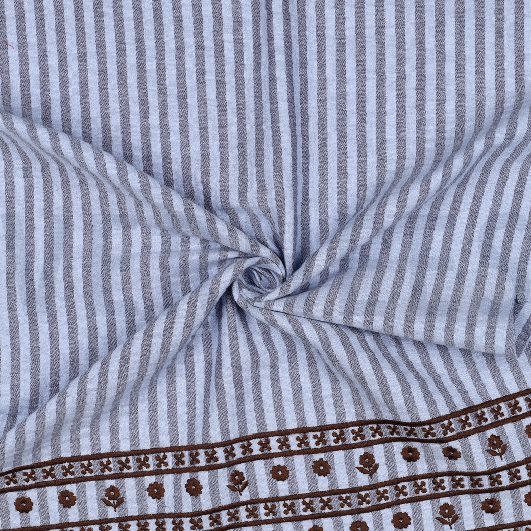 MUSSELIN STREIFEN EINSEITIGER RAND BLAU #7