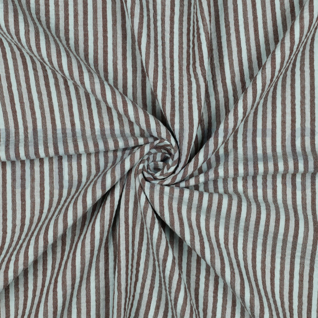 DOUBLE GAUZE YARN DYED STRIPES & CHECKS BLUE #7