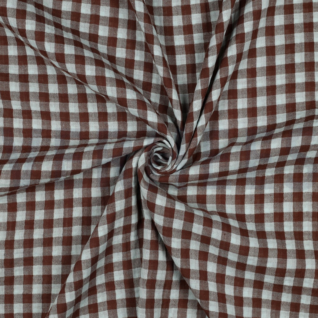 DOUBLE GAUZE YARN DYED STRIPES & CHECKS BLUE #7