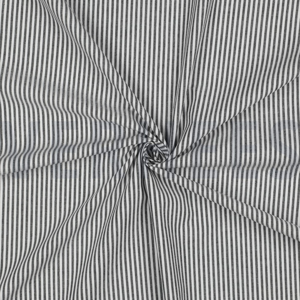 GARENGEVERFD POPLIN STREPEN 3MM ZWART #7