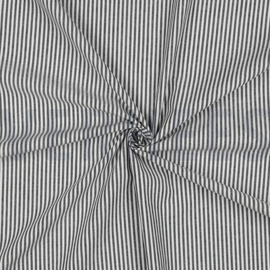 GARENGEVERFD POPLIN STREPEN 3MM ZWART #7