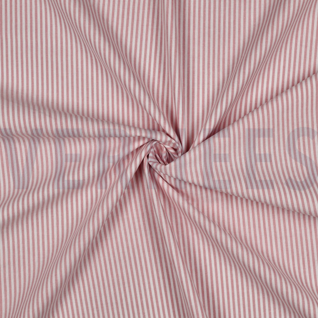 GARENGEVERFD POPLIN STREPEN 3MM OUDROZE #7