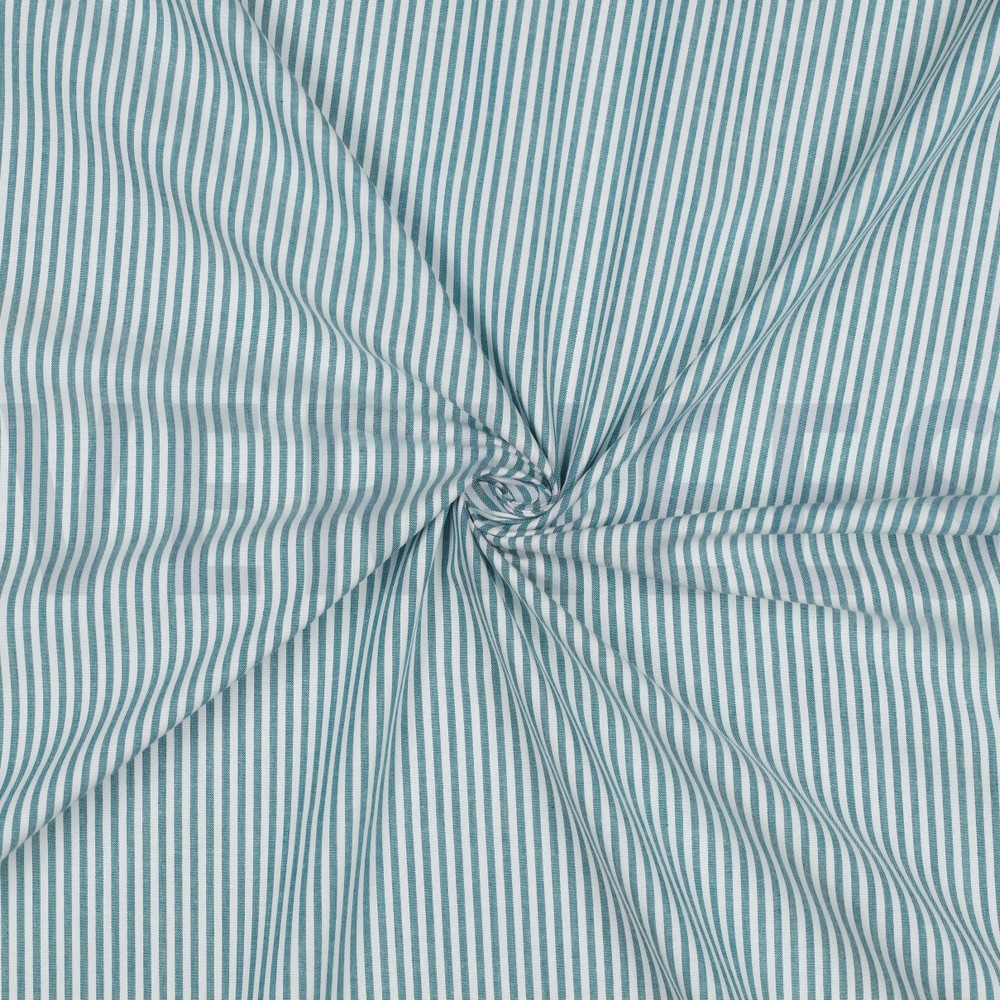 GARENGEVERFD POPLIN STREPEN 3MM PETROL #7