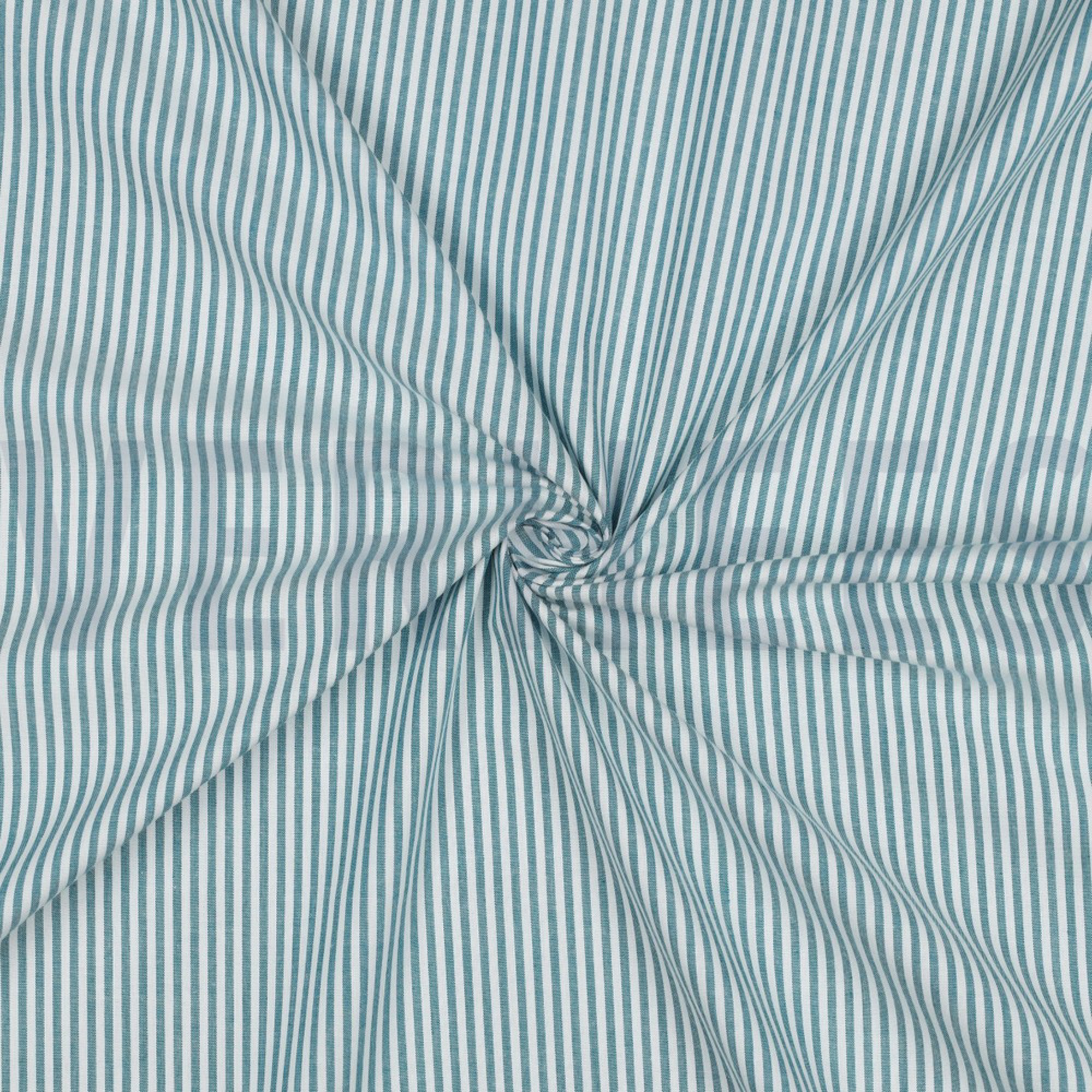 GARENGEVERFD POPLIN STREPEN 3MM PETROL (high resolution) #3