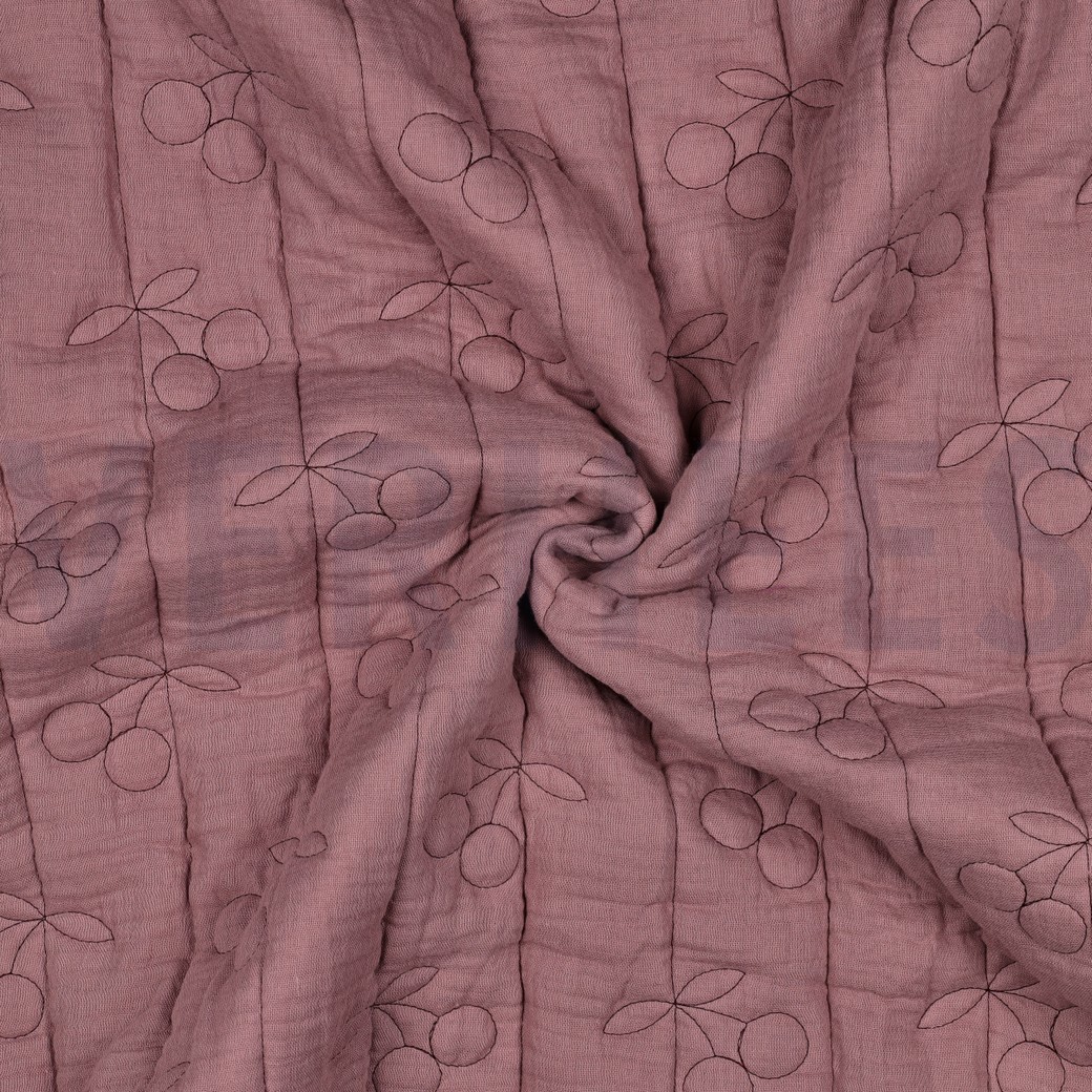 DOUBLE GAZE DE COTON MATELASSÉ CERISES MAUVE #7