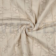 DOUBLE GAUZE GEWATTEERD KERSEN NATUREL (thumbnail) #3