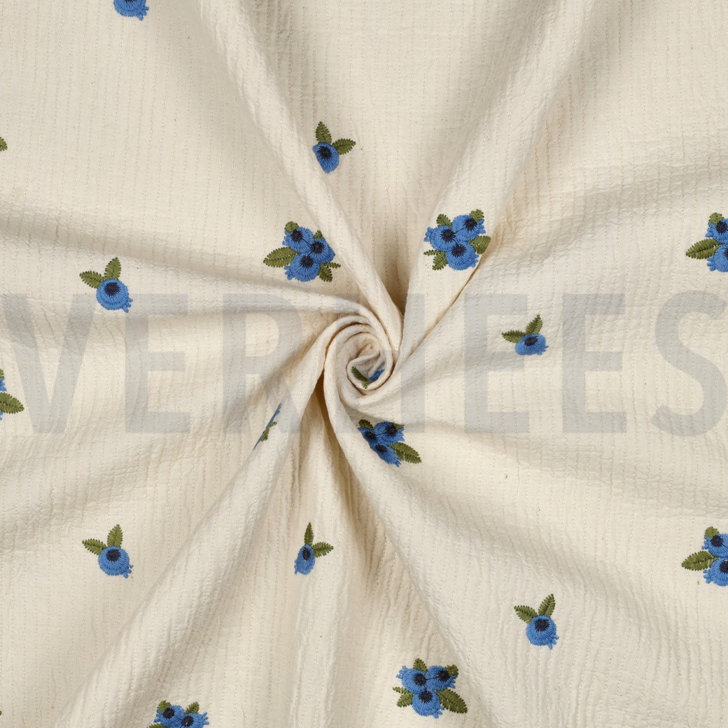 DOUBLE GAUZE GESTIKT EMBROIDERY FRUIT NATUREL #7