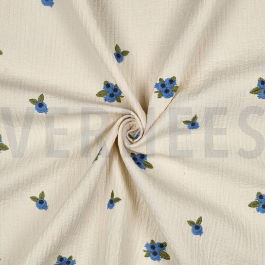 DOUBLE GAUZE GESTREEPT EMBROIDERY FRUIT NATUREL #7
