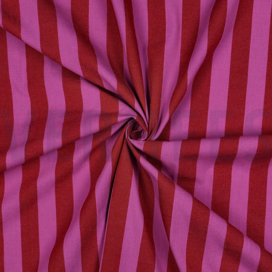 KATOEN GARENGEVERFD STREPEN ROOD/FUCHSIA #7