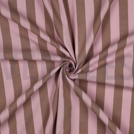 KATOEN GARENGEVERFD STREPEN LICHTROZE/BRUIN #7