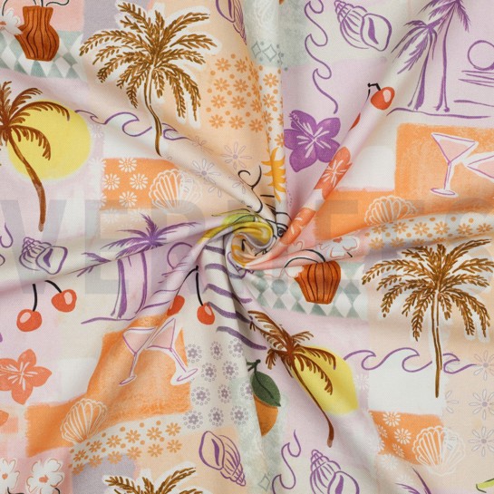 CANVAS DIGITAL TROPICAL PATCHWORK PEACH #7
