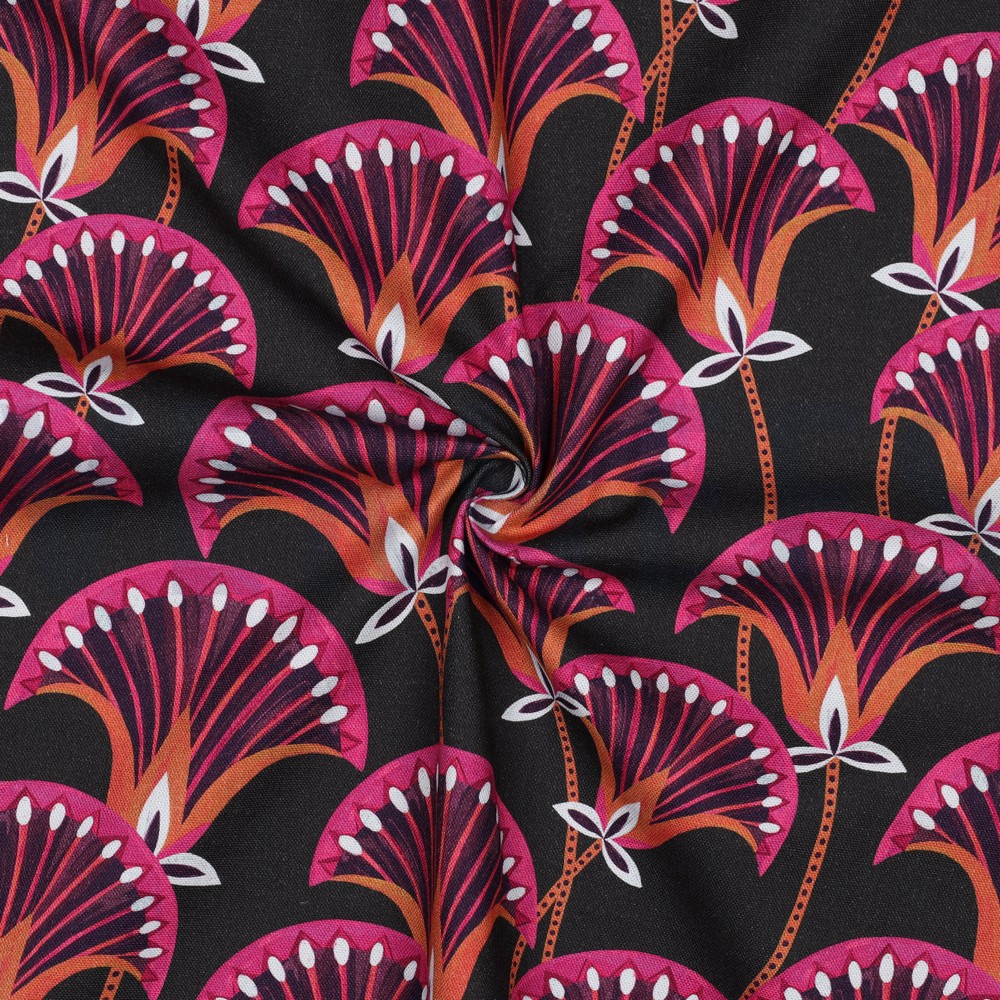 CANVAS DIGITAL FLOWERS ANTHRACITE #7