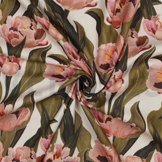 TOILE DÉCORATION FLEURS ÉCRU #7