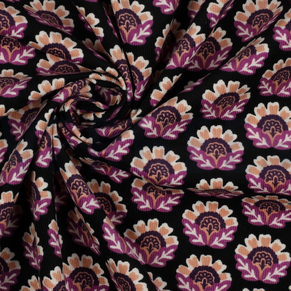 FEINCORD BLUMEN SCHWARZ #7