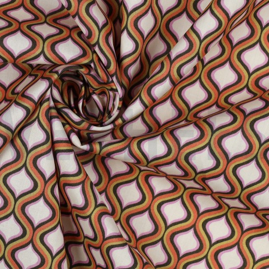 FINE POPLIN GEOMETRIC ARMY GREEN #7