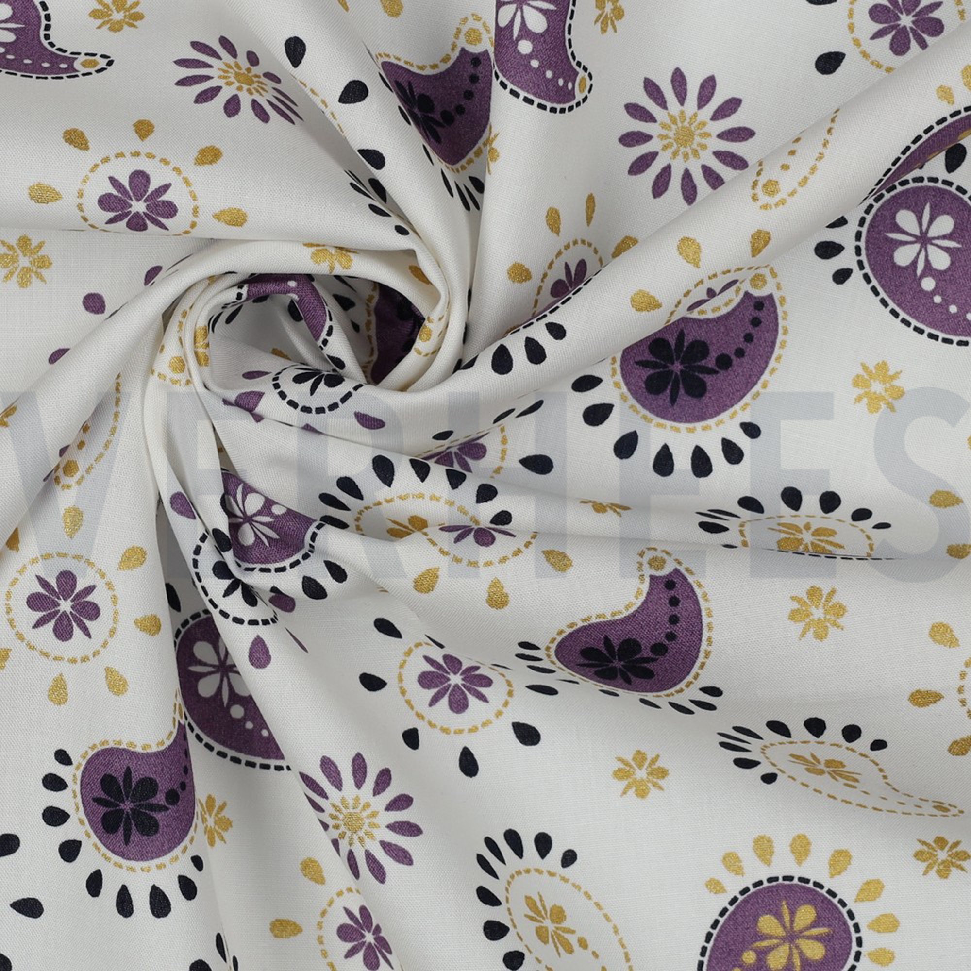 BAUMWOLLE POPELINE GLITTER PAISLEY WEISS (high resolution) #3