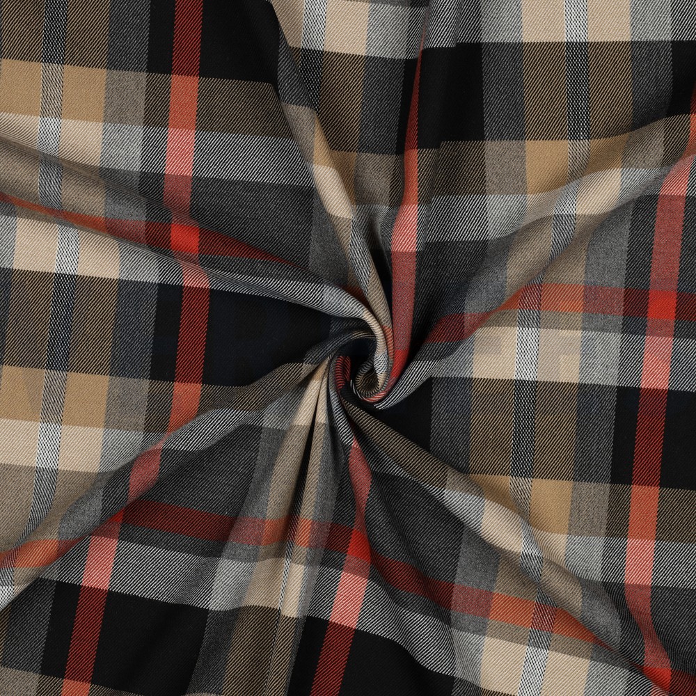 TARTAN CHECK GREY/ORANGE/SAND #7