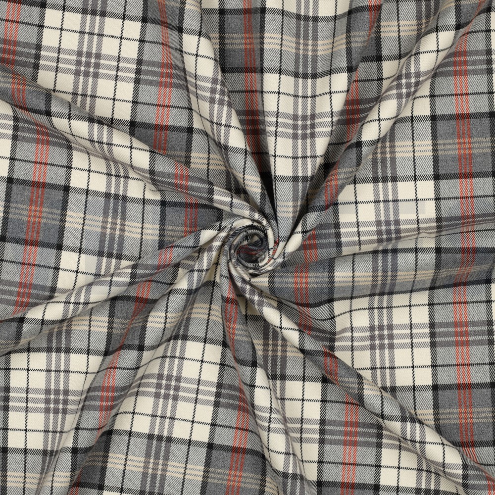 TARTAN CHECK ECRU/GREY/ORANGE #7