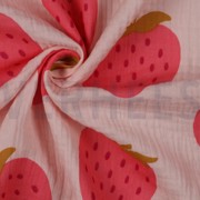 DOUBLE GAZE DE COTON FRAISES ROSE PÂLE (thumbnail) #3
