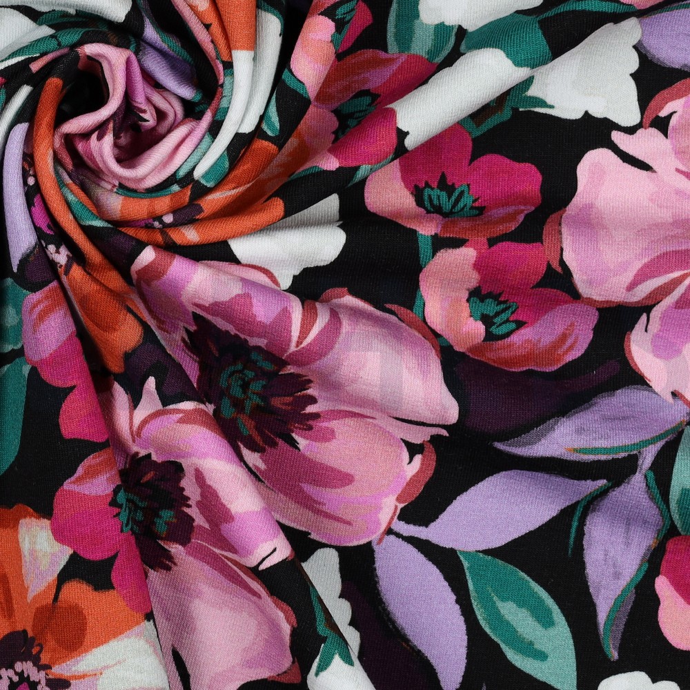 FRENCH TERRY DIGITAL FLEURS NOIR #7