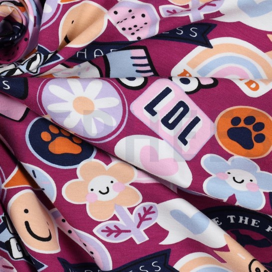 JERSEY PATCHS ET RAYURES FUCHSIA #7