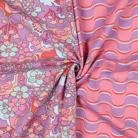 FRENCH TERRY ABSTRACTE BLOEMEN PAARS #7