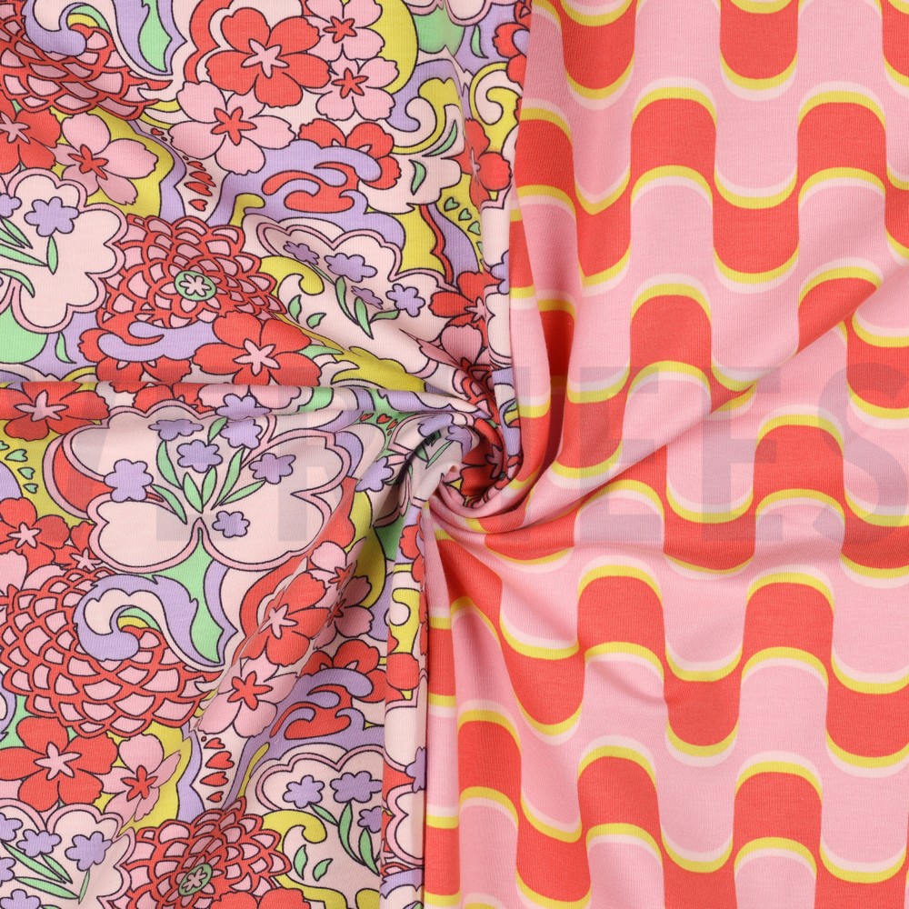FRENCH TERRY ABSTRAKTE BLUMEN ROSA #7