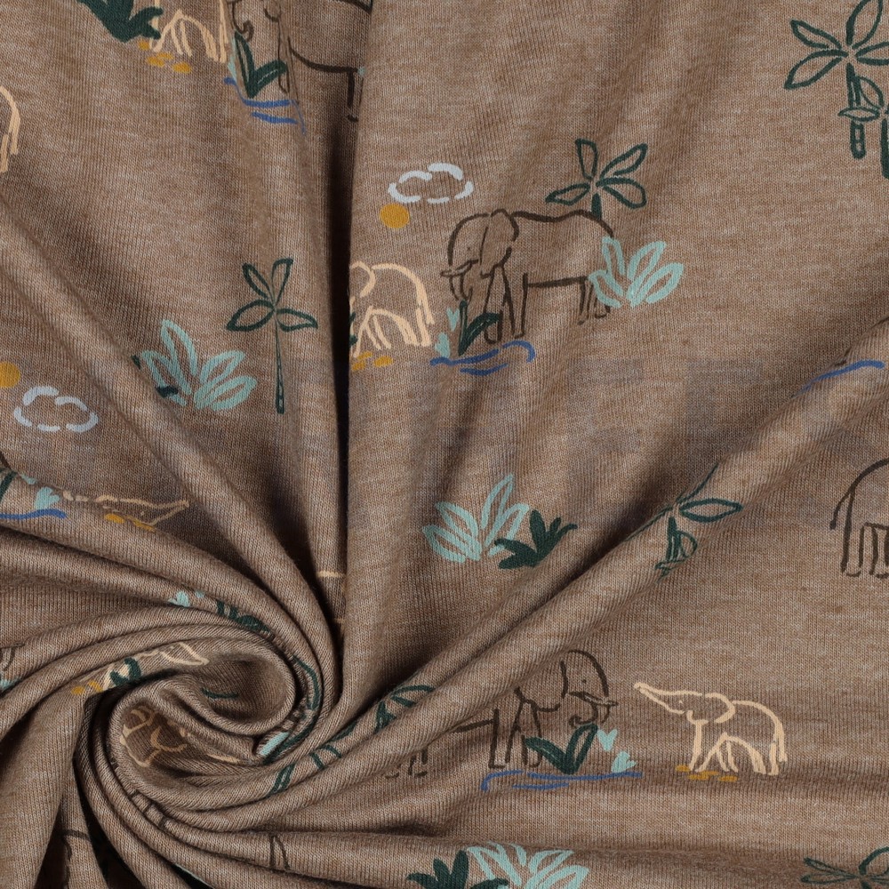 JERSEY MÉLANGE ÉLÉPHANTS TAUPE CHINÉ #7