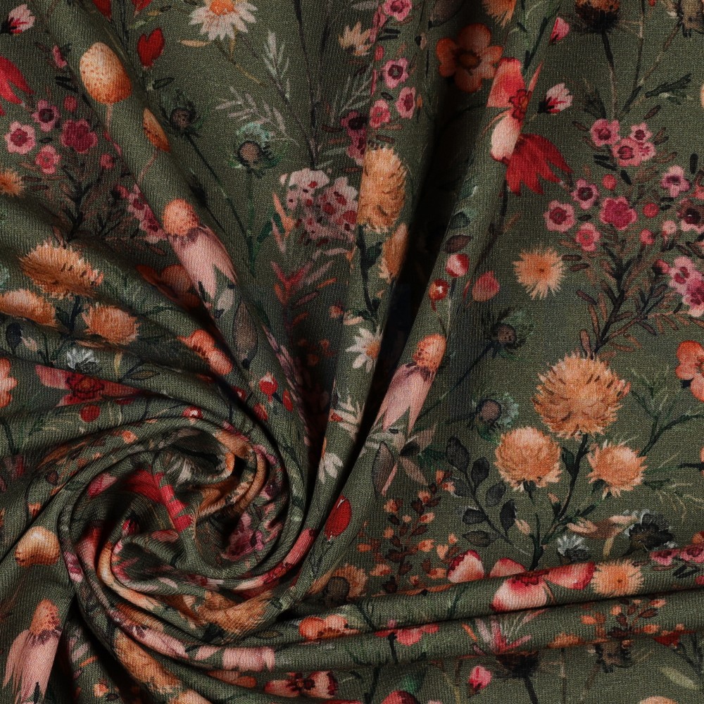 JERSEY DIGITAL FLOWERS ARMY GREEN #7