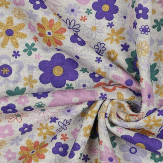 SWEAT MELANGE GLITTER FLOWERS ECRU MELANGE #7