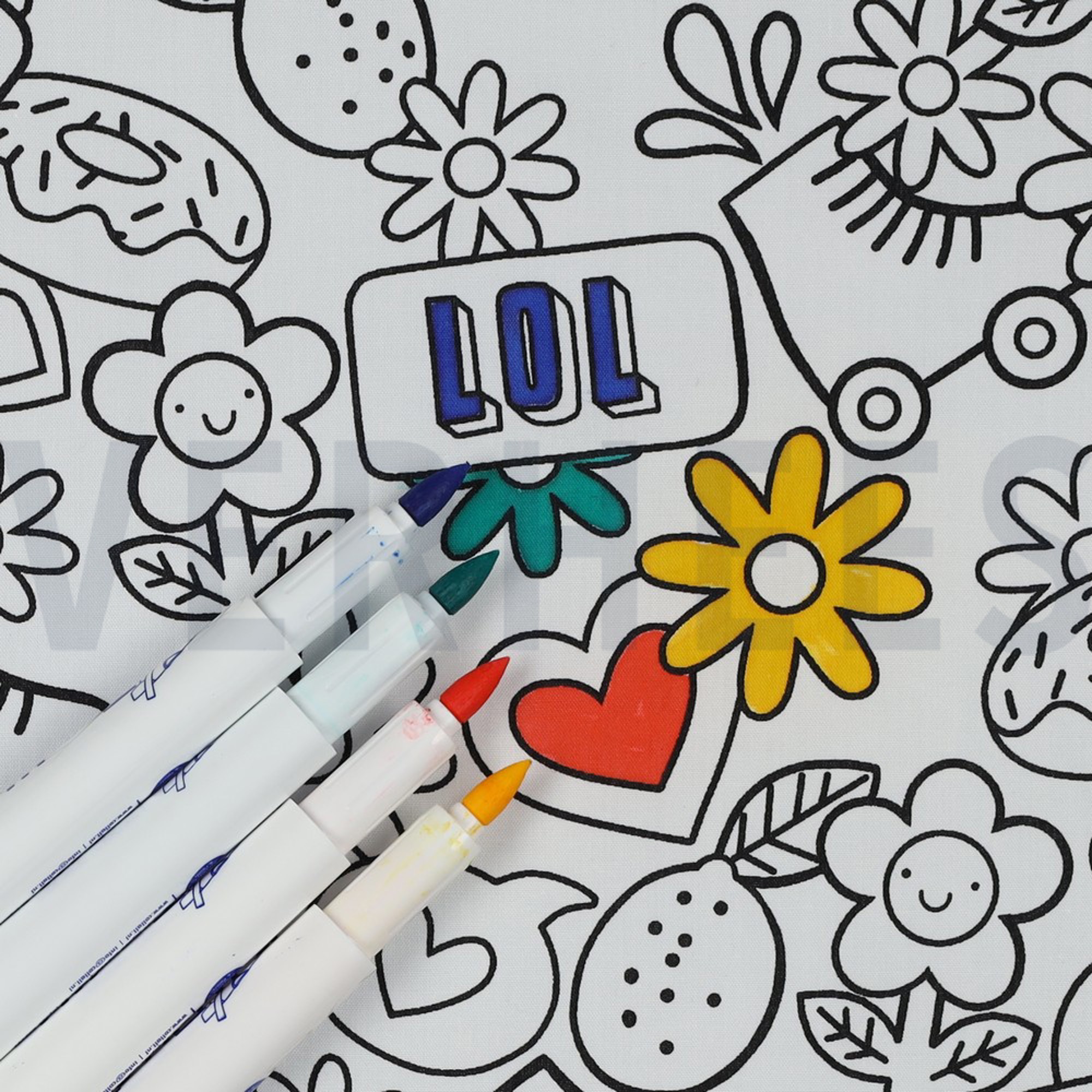 KATOENEN POPLIN RETRO INKLEURBAAR ZWART/WIT (high resolution) #3