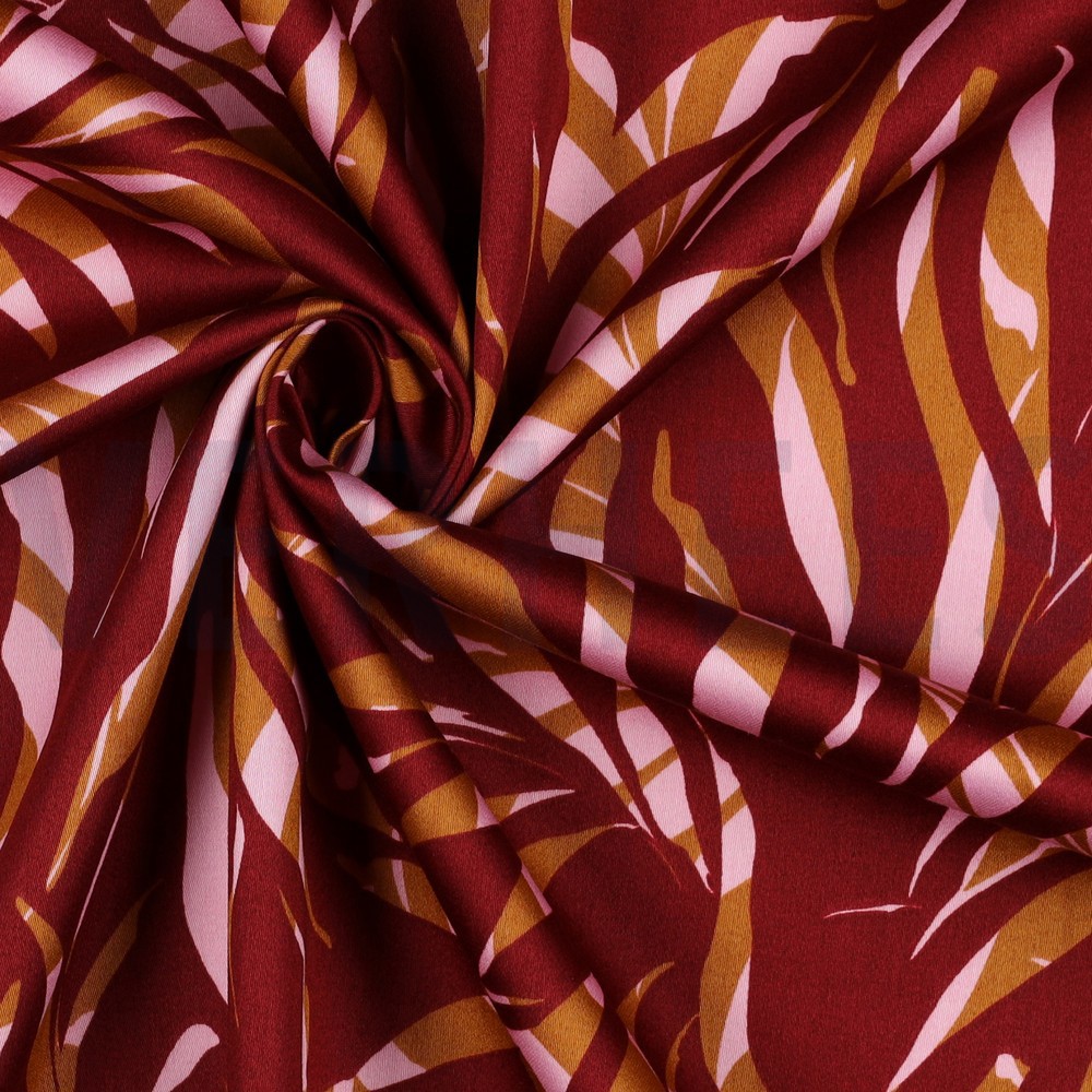 COTON SATIN FEUILLES BORDEAUX #7